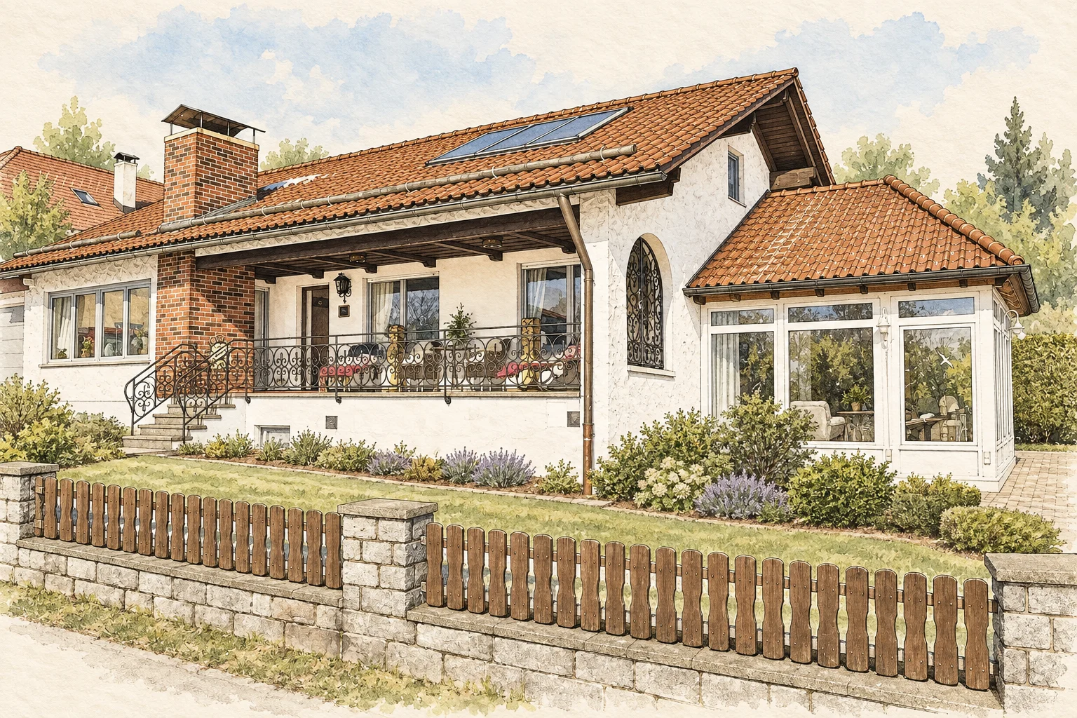 Illustration des Landhauses am Büchelstein nach dem originalen Außenfoto